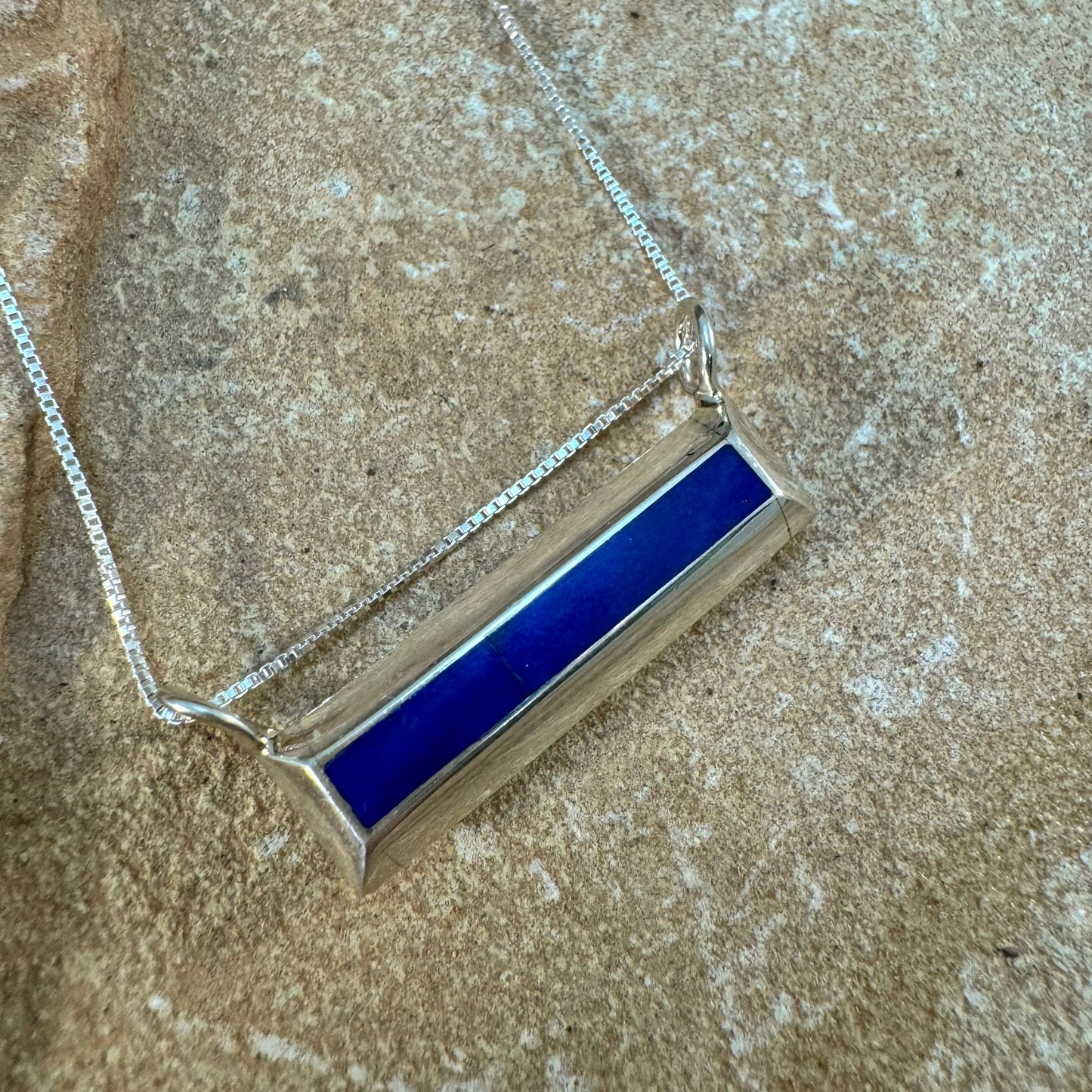 Blue Lapis Sterling Silver Pendant by Troy Natachu