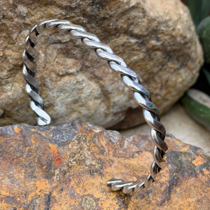 Polished braided rope design on Verna Tahe silver cuff