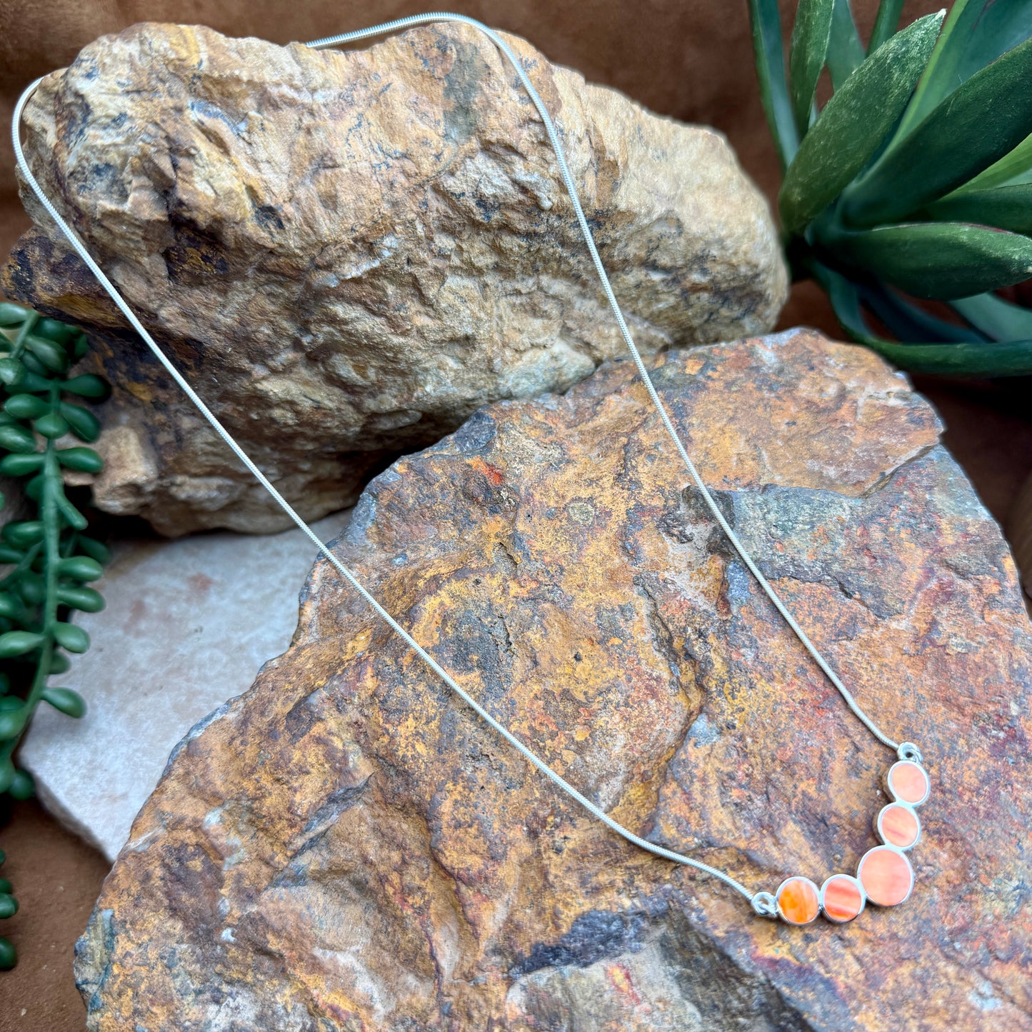 David Rosales Desert Fire Five-Stone Sterling Silver Necklace