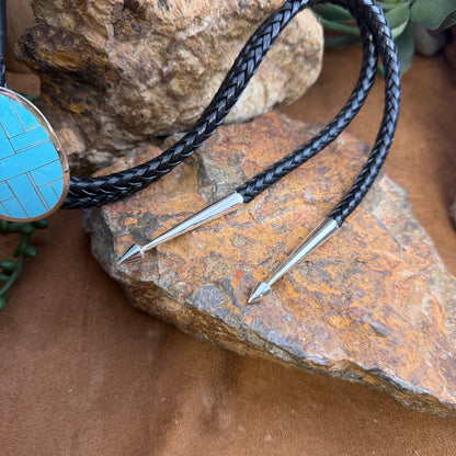 David Rosales Arizona Blue Inlaid Sterling Silver Bolo Tie