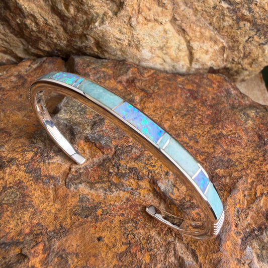 David Rosales Amazing Light Inlaid Sterling Silver Bracelet