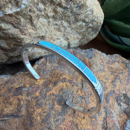 David Rosales Arizona Blue Inlaid Sterling Silver Bracelet