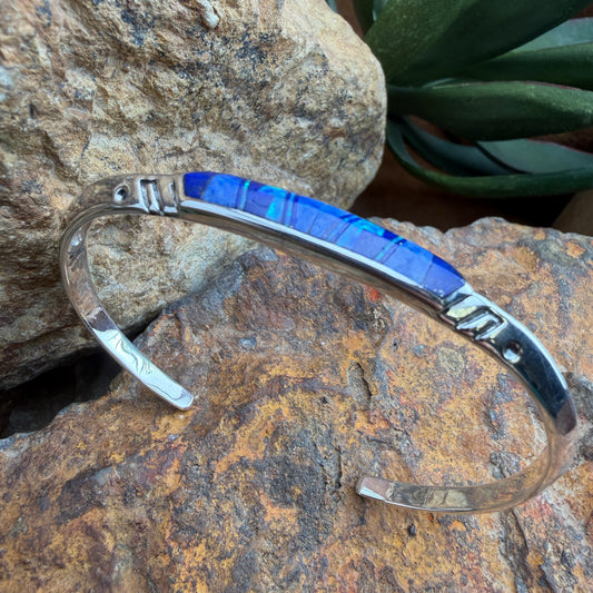 David Rosales Blue Sky Inlaid Sterling Silver Bracelet