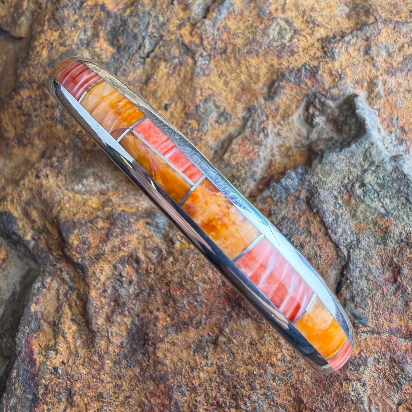 David Rosales Desert Fire Inlaid Sterling Silver Bracelet