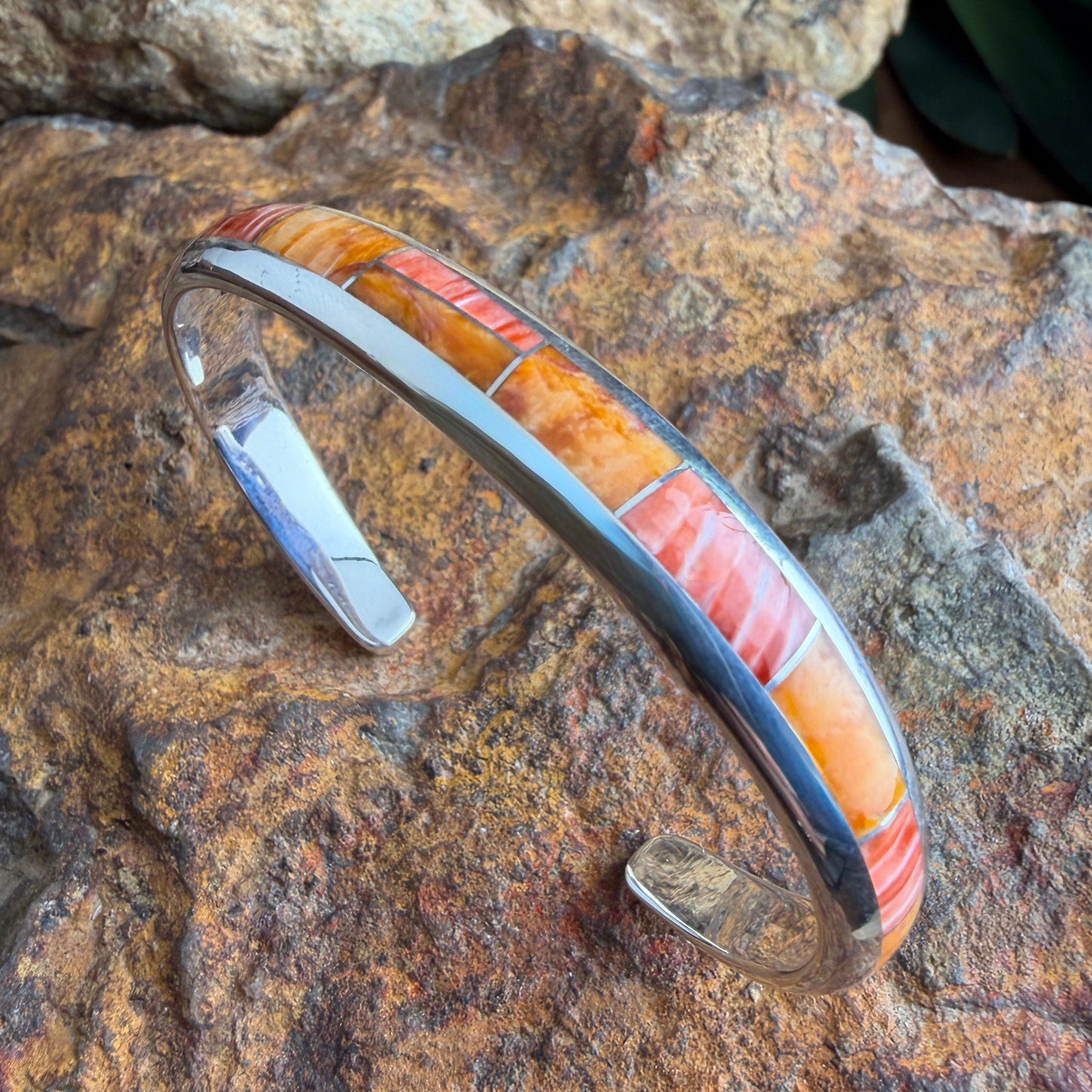 David Rosales Desert Fire Inlaid Sterling Silver Bracelet