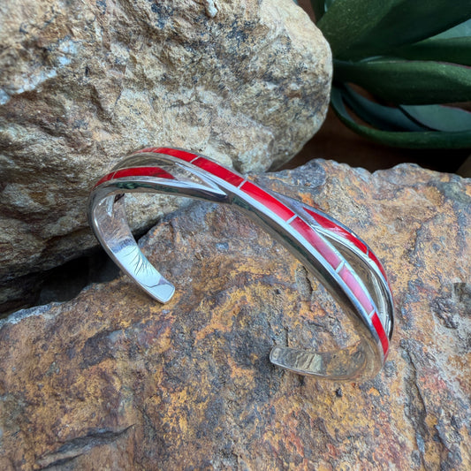 David Rosales Rosarita Inlaid Sterling Silver Bracelet