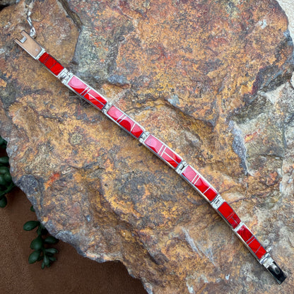 David Rosales Rosarita Inlaid Sterling Silver Big Link Bracelet