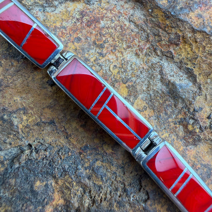 David Rosales Rosarita Inlaid Sterling Silver Big Link Bracelet
