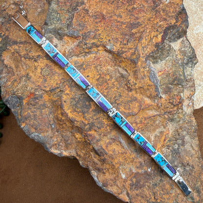 David Rosales Shalako Inlaid Sterling Silver Big Link Bracelet