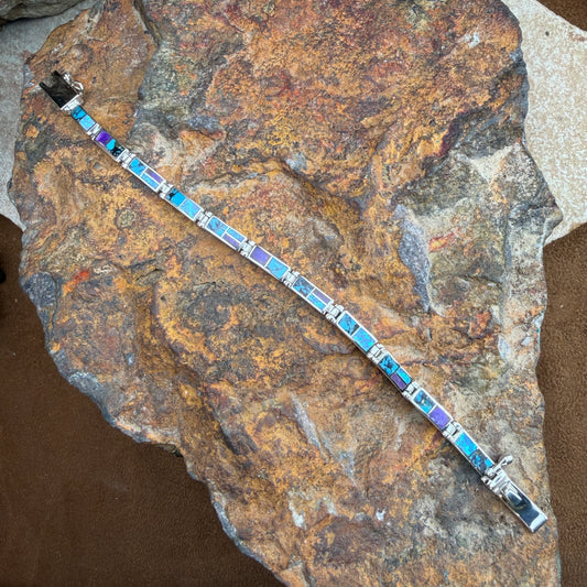 David Rosales Shalako Inlaid Sterling Silver Link Bracelet