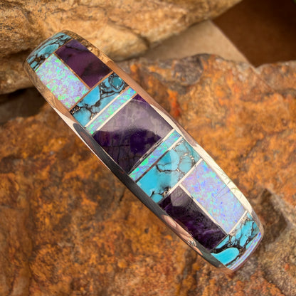 David Rosales Shalako  Inlaid Sterling Silver Bracelet