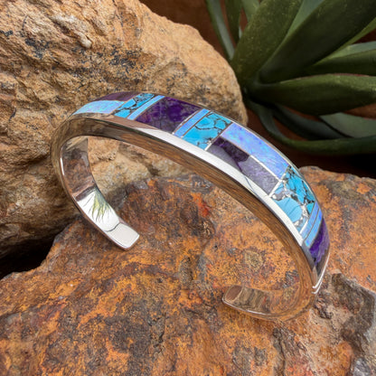 David Rosales Shalako  Inlaid Sterling Silver Bracelet