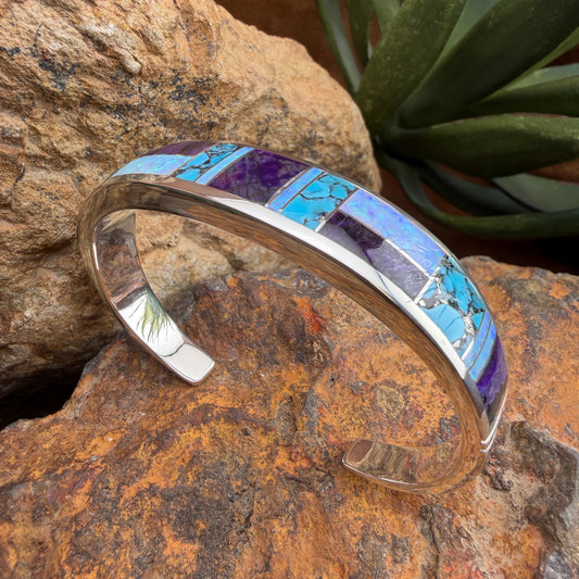 David Rosales Shalako  Inlaid Sterling Silver Bracelet