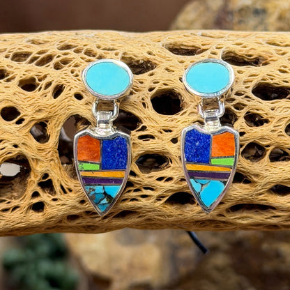 David Rosales Indian Summer Inlaid Sterling Silver Earrings Leaf