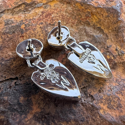back of post drop earrings that showcase stamping "Sterling" "SS" "W"