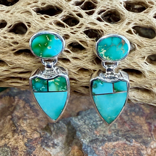 David Rosales Sonoran Gold Turquoise Inlaid Sterling Silver Earrings