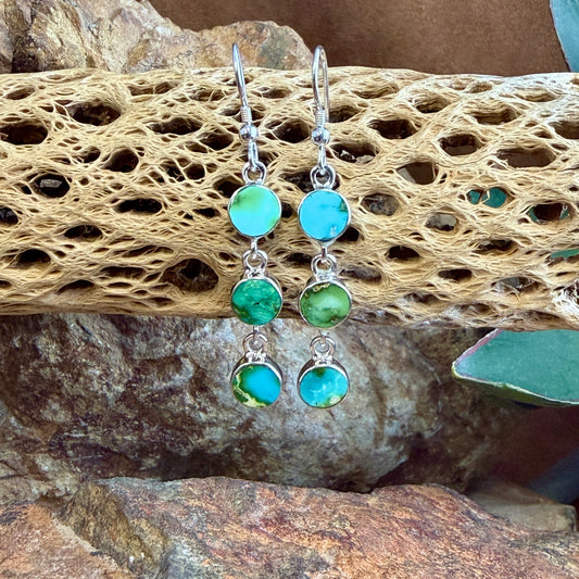 David Rosales Sonoran Gold Triple Drop Sterling Silver Earrings