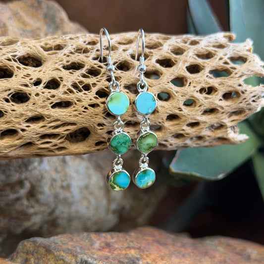 David Rosales Sonoran Gold Triple Drop Sterling Silver Earrings
