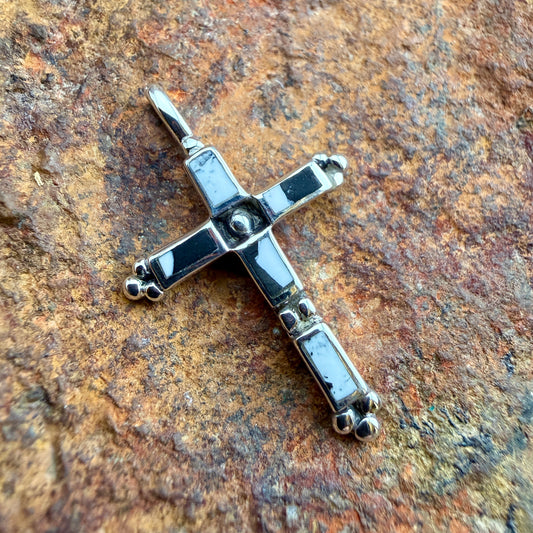 David Rosales White Buffalo Sterling Silver Pendant Cross