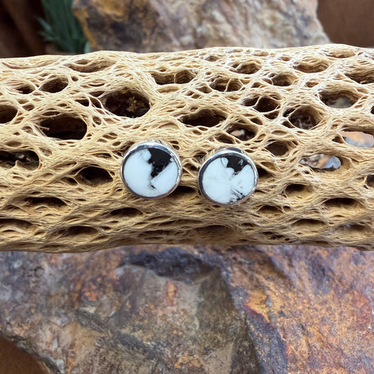 David Rosales White Buffalo Inlaid Sterling Silver Earrings