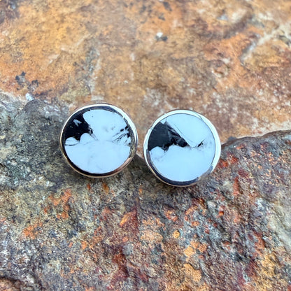 David Rosales White Buffalo Inlaid Sterling Silver Earrings