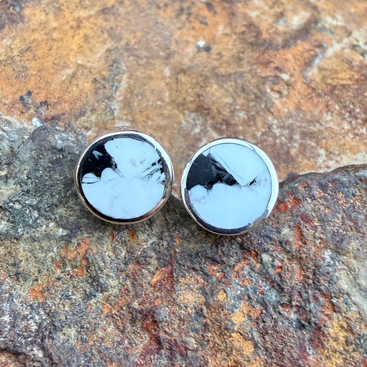 David Rosales White Buffalo Inlaid Sterling Silver Earrings