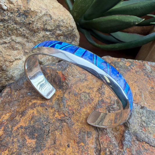 David Rosales Blue Sky Inlaid Sterling Silver Bracelet