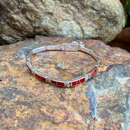 David Rosales Rosarita Inlaid Sterling Silver Link Bracelet