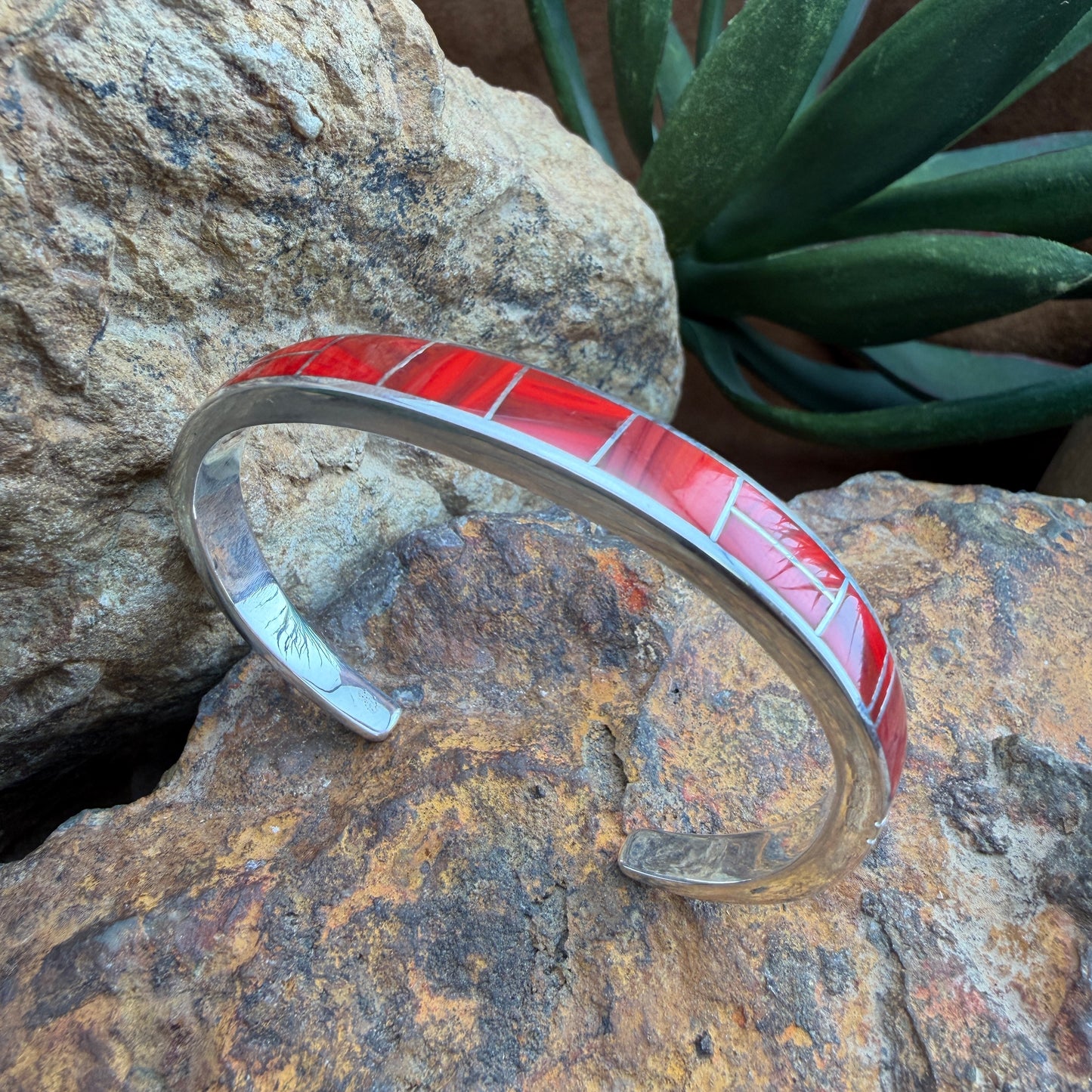 David Rosales Rosarita Inlaid Sterling Silver Bracelet