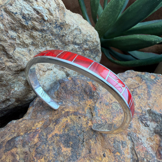 David Rosales Rosarita Inlaid Sterling Silver Bracelet