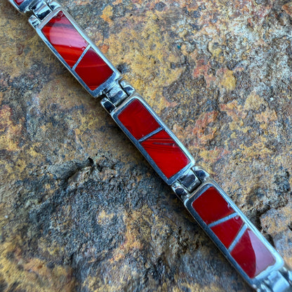 David Rosales Rosarita Inlaid Sterling Silver Link Bracelet