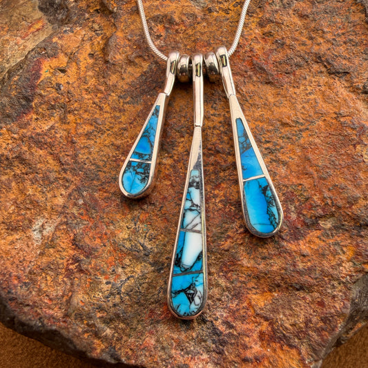 David Rosales Blue Ice Inlaid Sterling Silver Necklace