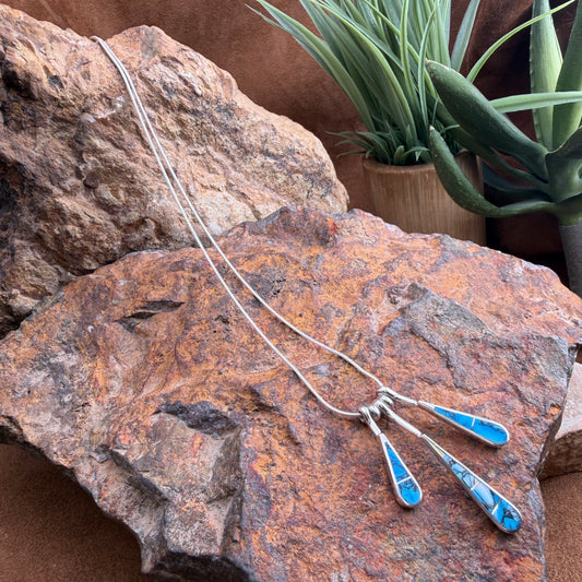 David Rosales Blue Ice Inlaid Sterling Silver Necklace