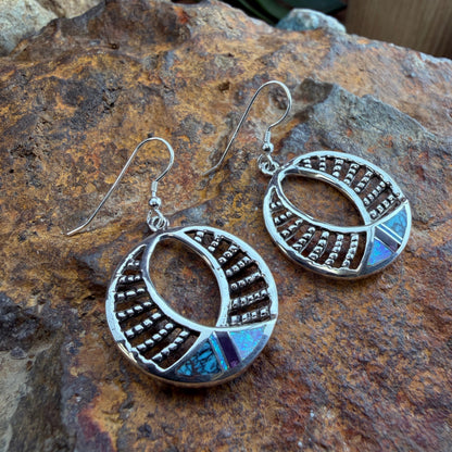 David Rosales Shalako Inlaid Sterling Silver Earrings