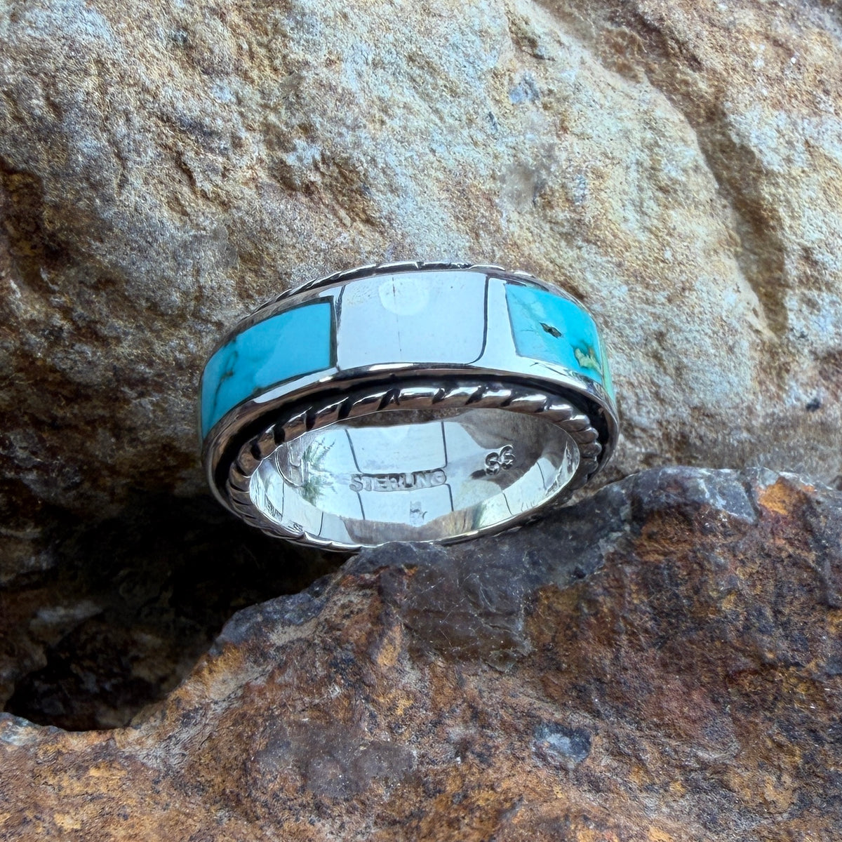 David Rosales Sonoran Gold Inlaid Sterling Silver Ring