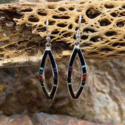 David Rosales Red Moon Inlaid Sterling Silver Earrings