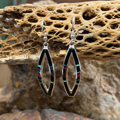 David Rosales Red Moon Inlaid Sterling Silver Earrings