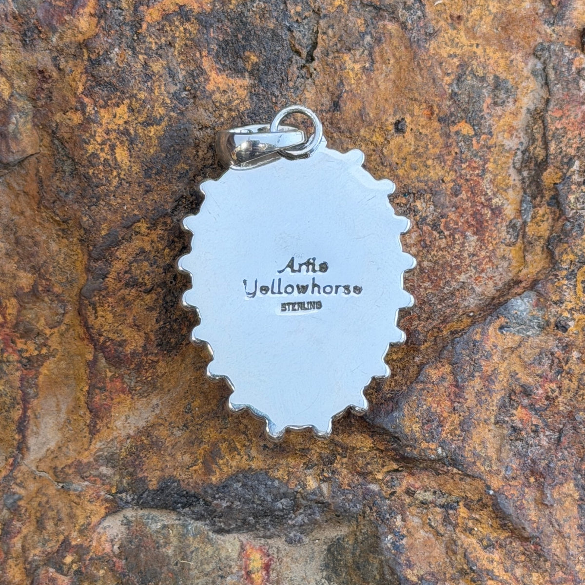 Denim Lapis Oval Sterling Silver Pendant by Artie Yellowhorse