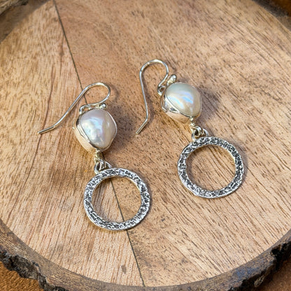 Freshwater Pearl and Sterling Silver Dangle Earrings