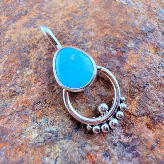 Kingman Turquoise Sterling Silver Pendant by Ray Coriz