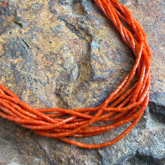 Vintage Coral Heishi 10-Strand Necklace — Estate