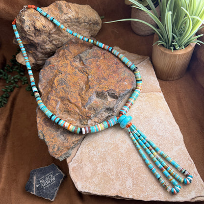 Vintage Multistone Heishi Lariat Necklace — Estate