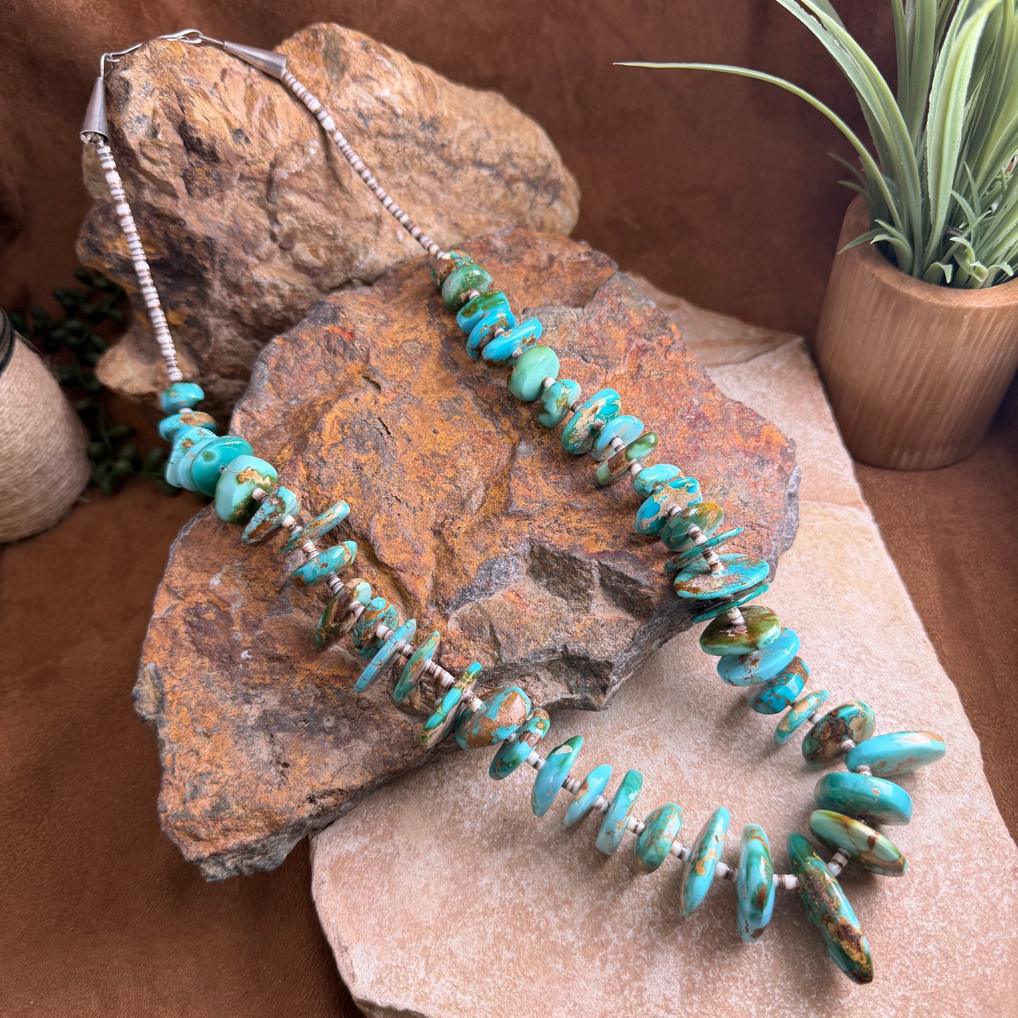 Vintage Royston Turquoise & Heishi Necklace — Estate