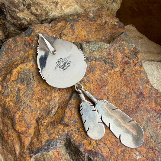 Vintage Eagle & Feather Drop Pendant - Estate