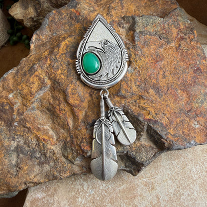 Vintage Eagle & Feather Drop Pendant - Estate