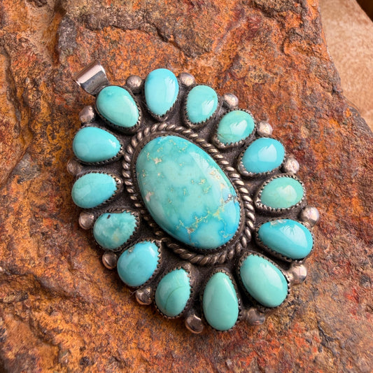 Vintage Turquoise Cluster Pendant — Estate