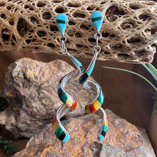 Vintage Twisted Spiral Dangle Earrings — Estate