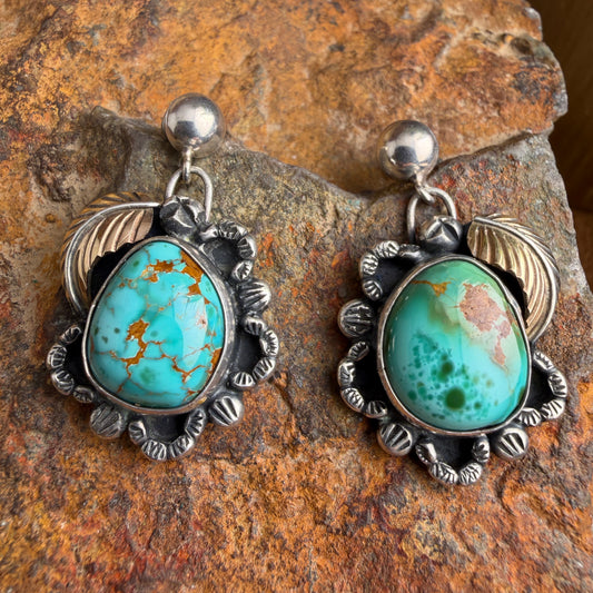 Vintage - 1960's Royston Turquoise Sterling Silver & Gold Earrings – Estate
