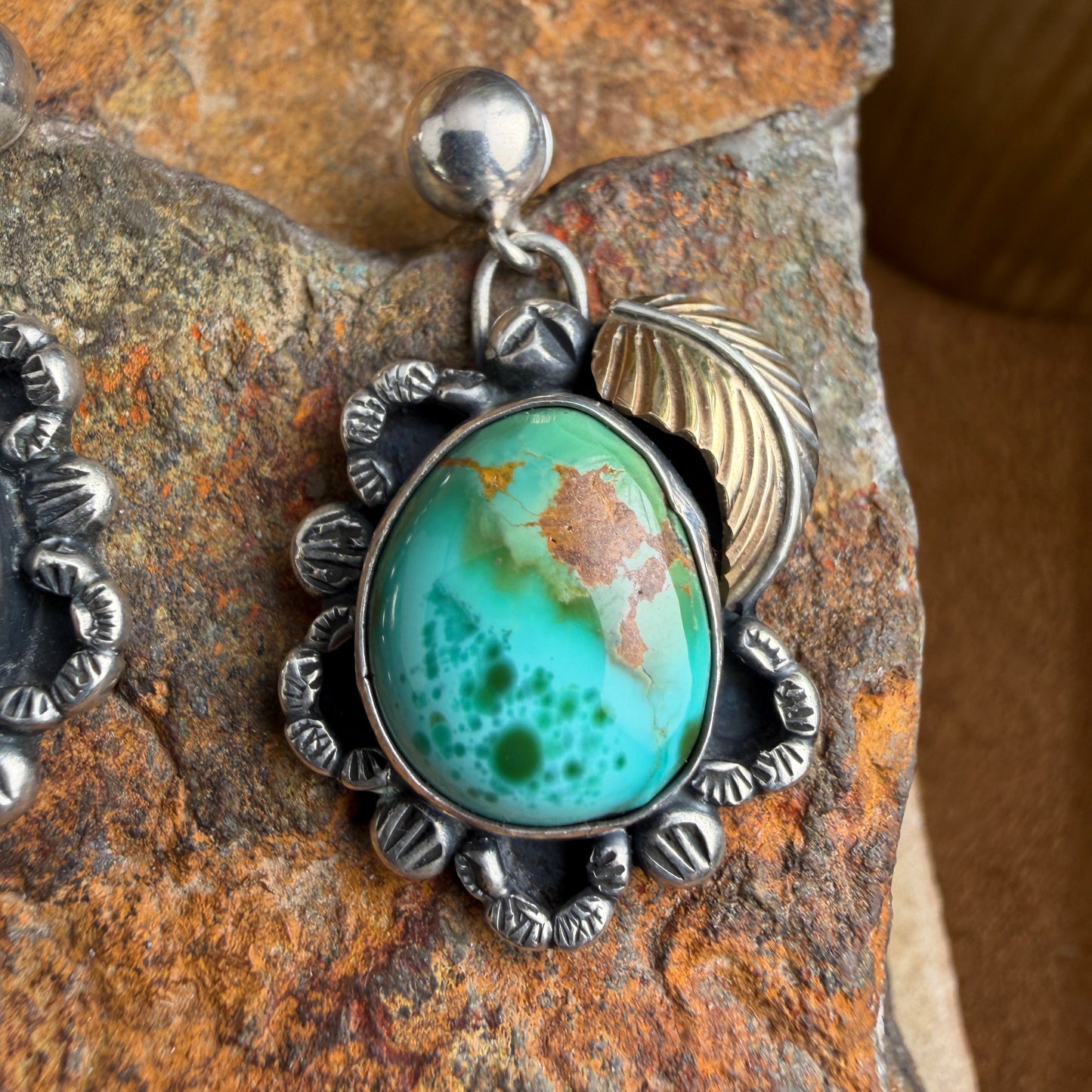Vintage - 1960's Royston Turquoise Sterling Silver & Gold Earrings – Estate