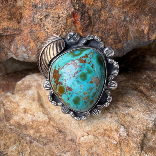 Vintage - 1960's Royston Turquoise Sterling Silver & Gold Ring – Estate